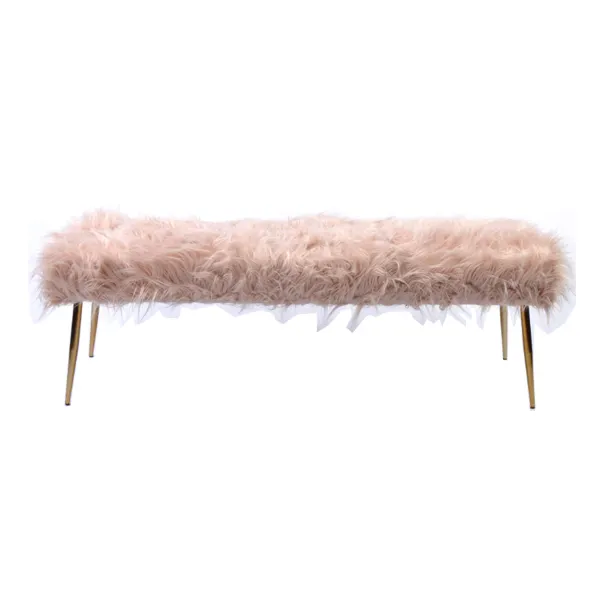 Nhà Máy Bán Hàng Trực Tiếp Tất Cả Các Loại Trắng Faux Fur Dài Ottoman Băng Ghế Dự Bị