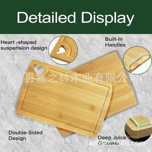 PYSUG Cutting Board Square Bamboo Kitchen Chopping <b>Block</b> With Handle For Vegetable Fruit - Product Image 5
