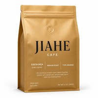 Sacs en Mylar de qualité alimentaire en gros avec logo personnalisé JIAHE, à fond plat, à 8 soufflets latéraux, avec valve de dégazage et fermeture éclair