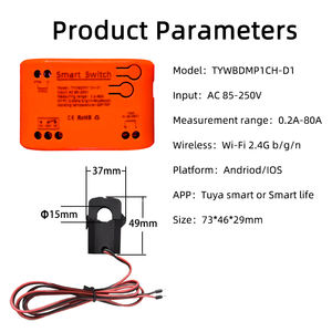 AC110V 220V Tuya App Compteur d'énergie WiFi bidirectionnel intelligent avec 2PCS 80A CT Transformateurs de courant Pinces Compteur de puissance Voltmètre Ampèremètre - Product Image 6