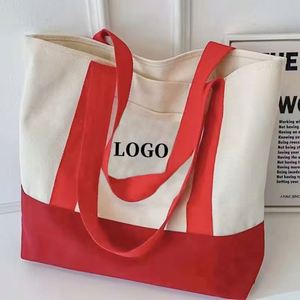 <b>Extra</b> Heavy-weight <b>Large</b> Personalized Letter Pattern Zipper Closure Cotton Canvas Tote Bag Reusable Custom Shopping Bag - Product Image 3