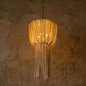 Pantalla <span class=keywords><strong>de</strong></span> Lámpara <span class=keywords><strong>de</strong></span> Macramé Estilo Bohemio con Detalles <span class=keywords><strong>de</strong></span> Borlas para Proyectos Hoteleros Eclécticos y Restaurantes Modernos - Product Image 4
