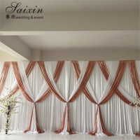 Rideau de fond de décoration de mariage double tissu or blanc rideaux de fond de scène de mariage personnalisés