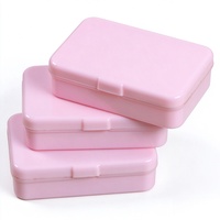 Boîte portable rectangulaire rose en plastique PP de 7,5 cm pour le rangement de cosmétiques, pièces de quincaillerie, pierres précieuses, montres, boucles d'oreilles, ongles à presser et cartes