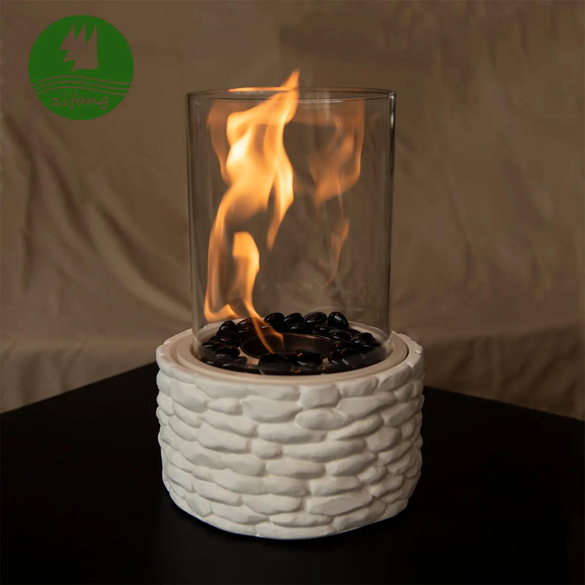 Beste Fabrikant Custom Out Deur Achtertuin Glas Beton Cement Mini Tafel Top Draagbare Bio Ethanol Vuurkorf Brander Voor Verkoop