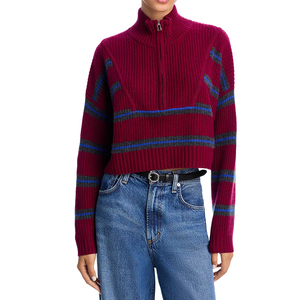 Maglioncino a mezza Zip lavorato a <span class=keywords><strong>maglia</strong></span> lavorato a <span class=keywords><strong>maglia</strong></span> Casual alla moda <span class=keywords><strong>bordeaux</strong></span> Casual Wisrise nuovo arrivo - Product Image 3
