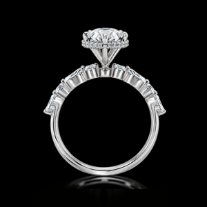 Bague de fiançailles pour femme en diamant de laboratoire de 3,6 carats, or blanc 14 carats, bijoux de luxe de créateur avec coupe ronde et marquise - Product Image 4
