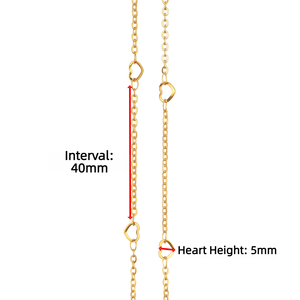 Chaîne en forme de croix et de cœur |   Chaîne de bijoux en acier inoxydable plaqué or PVD 18 carats, motif cœur pêche, pour collier et bracelet DIY - Product Image 5