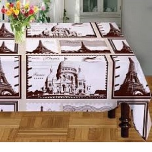 Nappe en coton biologique de haute qualité, couleur blanche, avec Design imprimé, pour Table de mariage d'hôtel, certifié - Product Image 1
