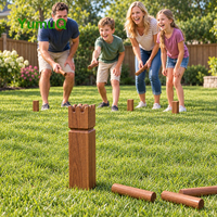 YumuQ Ensemble de jeu de Kubb en bois d'hévéa pour l'extérieur, jeu de lancer Viking Chess pour pelouse avec caisse en bois pour les tournois