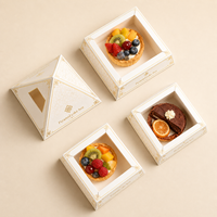 Individuelles Logo Lebensmittelechte Pyramiden-Lebensmittelbox Verpackung Faltbare Karton-Cupcake-Box Piramiden-Box für Lebensmittel