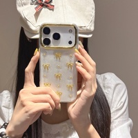 Paillettes scintillantes 3d or arc conception étui de protection pour téléphone pour Iphone 17 16 Pro Max mignon clair antichoc Mobile couvre pour les filles