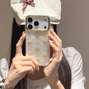 Scintillante Glitter 3d <span class=keywords><strong>oro</strong></span> con fiocco custodia protettiva per telefono per <span class=keywords><strong>Iphone</strong></span> 17 16 Pro Max graziose <span class=keywords><strong>cover</strong></span> cellulari antiurto per ragazze - Product Image 6