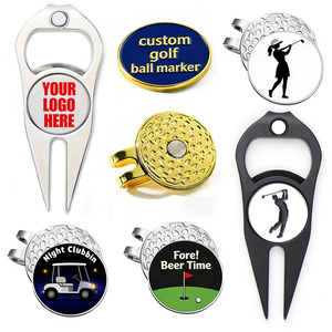 Outil de réparation de divots de golf et marqueur de balle magnétique en alliage de zinc plaqué <span class=keywords><strong>or</strong></span>, argent et noir, conception personnalisée par le fabricant - Product Image 1