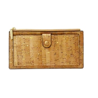 Dompet panjang dengan klip uang untuk wanita kustom dicetak pemegang kartu bahan gabus ritsleting grosir