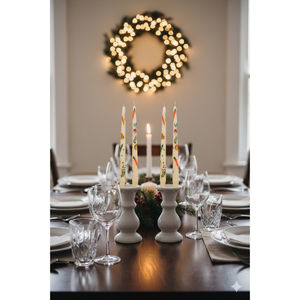 Hand-Painted WAXWARE Decorative Taper <b>Candles</b> Botanical & Festive Christmas Design (<b>Set</b> of 4) - Product Image 3