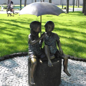 Décoration de <span class=keywords><strong>jardin</strong></span> extérieure BLVE, design de style européen, statue en bronze de garçon et fille lisant un livre, taille réelle, art métallique pour enfants - Product Image 4