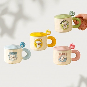 Số lượng lớn nhà máy giá rẻ phim hoạt hình động vật thiết kế gốm cốc cà phê công suất cao sứ <span class=keywords><strong>Mug</strong></span> Dog <span class=keywords><strong>Mug</strong></span> gốm với muỗng và xử lý - Product Image 1