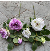 Rose chinoise 3D en soie artificielle de haute qualité, pour mariage, remise de diplôme, Noël, utilisation intérieure/extérieure toute l'année, 73 cm, décorative