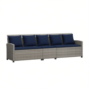 Canapé de patio 5 places en polyrotin gris avec coussins, mobilier d'extérieur durable - Product Image 1