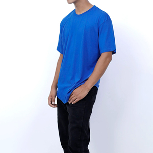 T-shirt d'été uni pour homme en coton extensible 100 %, col rond, manches courtes, vente en gros - Product Image 6