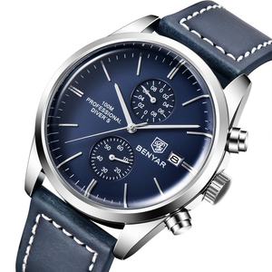 Relojes de Cuarzo de Lujo Personalizados de Primera Calidad, Benyar 5187 de 42 mm, Reloj de Pulsera de Cuero con Correa de Aleación y Cristal Resistente al Agua para Hombre - Product Image 1
