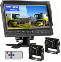 Système de caméra de recul AHD à écran partagé IPS de 7 pouces, DVR 2 canaux, 2 LED/IR vision nocturne, 1080P, étanche, garantie 1 an