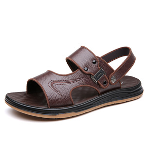Sandalias Planas de Verano para Hombre, Punta Abierta, Primera Capa de Piel de Vaca, Suela de Goma Antideslizante, Zapatos Casuales de Playa - Product Image 5