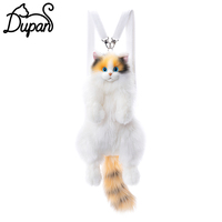 Nouveauté : Sac à dos en peluche douce jaune clair en forme de queue de tigre, sac à dos pour chat Calico, adorable sac cadeau pour les fêtes et les anniversaires