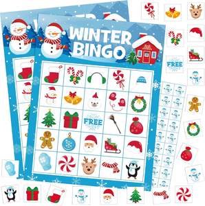 Noël Bingo Jeux Noël Bonhomme De Neige Bingo Cartes Vacances D'hiver Bingo Party Jeux Xmas Party Favors Fournitures - Product Image 2