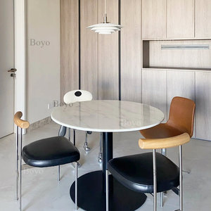 <span class=keywords><strong>Table</strong></span> de restaurant en marbre blanc pour 2 personnes, base noire, <span class=keywords><strong>table</strong></span> de <span class=keywords><strong>bistrot</strong></span> en marbre Carrera, pieds en <span class=keywords><strong>fonte</strong></span>, tables à manger - Product Image 2