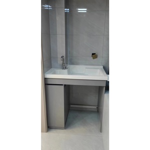 Armoire de buanderie en aluminium pour machine à laver, avec planche à laver intégrée - Product Image 3