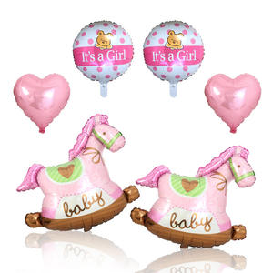 Decorazione per festa di compleanno ragazza rosa <span class=keywords><strong>cavallo</strong></span> <span class=keywords><strong>a</strong></span> <span class=keywords><strong>dondolo</strong></span> cuore rosa amore è un pallone in alluminio per bambina - Product Image 1
