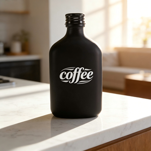 Botella de Vidrio Personalizada de 200 ml, Diseño Nuevo, Color Negro Mate, para Café Frío, 7 oz, para Ginebra, Ron, Licor, Whisky, Vodka y Otras Bebidas Espirituosas - Product Image 1