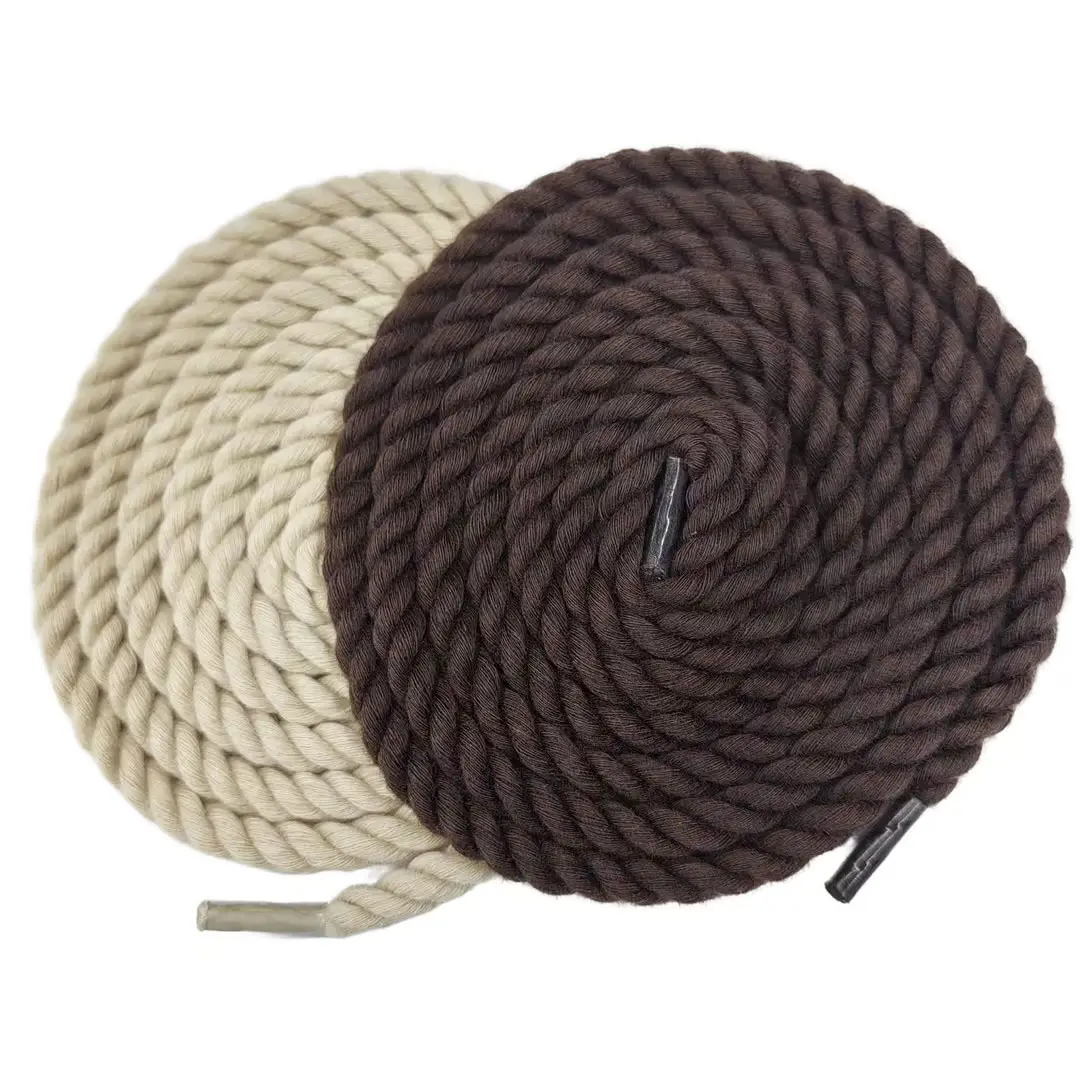 Cadarços esportivos redondos de alta qualidade em poliéster e algodão coloridos com corda de 5 mm de espessura