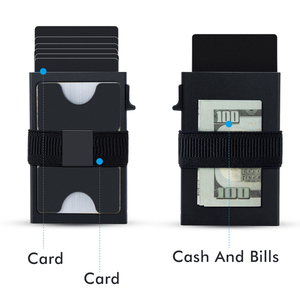 Personalized Brand Logo Titanium Smart <b>Wallet</b> Thin Slide up Metal Card <b>Holder</b> With Rfid Blocking Backplate and Elastic Strap - Product Image 6