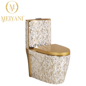 Vente en gros de cuvette suspendue au mur <span class=keywords><strong>pour</strong></span> salle de bain de luxe de haute qualité dorée et blanche et ensembles de cuvette de toilette monobloc - Product Image 4