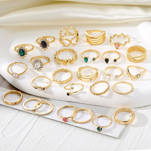 Stapelbare Ringe für Damen, Gold-Silber, klobiges Statement-<span class=keywords><strong>Ring</strong></span>-Set, Boho-Vintage-Knöchelringe, vergoldeter Schmuck, Ringe, Geschenk für Mädchen - Product Image 3