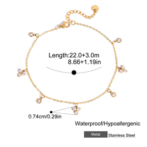 <span class=keywords><strong>Tobillera</strong></span> de Acero Inoxidable con Cadena de Oro 18K, Joyería de Playa Impermeable y Antideslustre, con Dije de Flor Delicada y Circones, para Mujer - Product Image 5