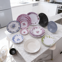 Assiettes jetables en mélamine écologiques personnalisées, bord plat, vaisselle en plastique, options personnalisées directes d'usine, vente en gros