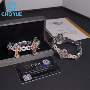 สร้อยข้อมือฮิปฮอปเงินแท้ 925 ประดับมอสซาไนต์ ชุบโรเดียม ดีไซน์กากบาทและอินฟินิตี้ สำหรับทุกเพศ สวมใส่ได้ทุกวัน หรูหรา - Product Image 2