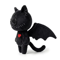 Service de conception de poupées et jouets en peluche personnalisés : Chat chauve-souris gothique, Animal en peluche style Stitch, Chat en peluche style Coraline avec yeux boutonnés, rembourré en coton PP