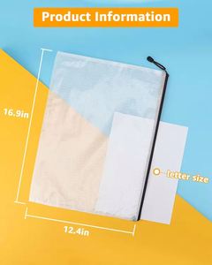 Multipurpose Reusable Plastic <b>File</b> <b>Folder</b> Test Paper Organizer Moisture Proof Mesh Zipper Pouch Student Document - Product Image 2