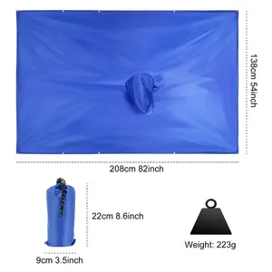 Poncho de lluvia de resistencia azul multifunción de poliéster recubierto de PU de alta calidad impermeable de emergencia duradero para senderismo y Camping