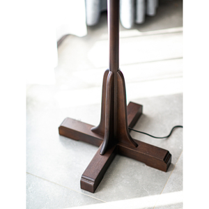 Lampe sur pied de style chinois, abat-jour en bois et soie, lumière LED pour salon, bureau, chambre à coucher - Product Image 4