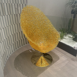 Kursi Santai Putar Modern Polikarbonat Hotel, Kursi Telur Plastik Kuning Tinggi, Desain Kreatif Elegan, Kursi Santai Queen - Product Image 3