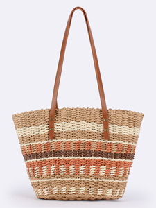 Nouveau sac à bandoulière tissé rayé à deux fermetures éclair et rivets, idéal pour les vacances à la plage, les loisirs quotidiens, la mode polyvalente, sac pour femme Tanjing - Product Image 2