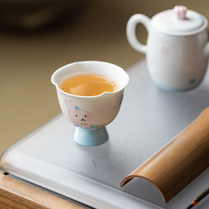 Hand Painted Cute Rabbit Ceramic Stemmed <b>Teacup</b> Porcelain Kung Fu Tea Cup For Home Use New Chinese Style - Product Image 4