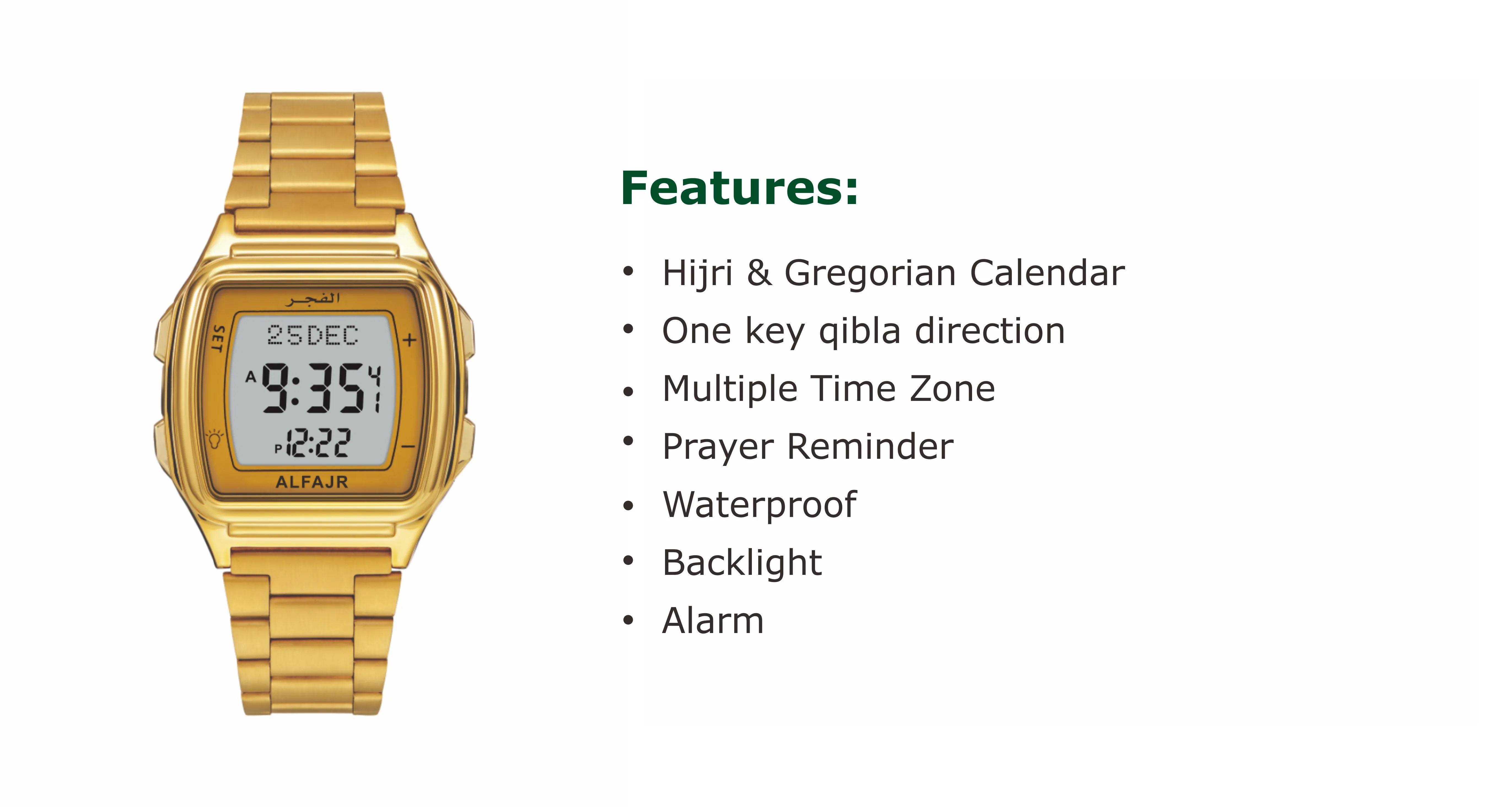 Groothandel Digitaal Al Fajr Horloge Heren Horloges Luxe Jurk Ramadan Geschenken Set Islam Horloge WP-04