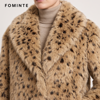 Veste en fausse fourrure imprimé léopard, manteau d'hiver chaud et doux en peluche, motif tacheté, col large, vêtement d'extérieur décontracté et tendance, vente en gros